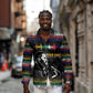 Steve Biko Long Sleeve Button Shirt with Microphone Portrait, Black Consciousness Quote and Vibrant Ethnic Wave - African Pride