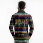 Steve Biko Long Sleeve Polo Shirt with Microphone Portrait, Black Consciousness Quote and Vibrant Ethnic Wave - African Pride