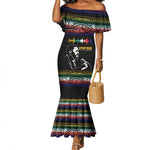 Steve Biko Mermaid Dress with Microphone Portrait, Black Consciousness Quote and Vibrant Ethnic Wave - African Pride