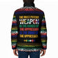 Steve Biko Padded Jacket with Microphone Portrait, Black Consciousness Quote and Vibrant Ethnic Wave - African Pride