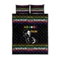 Steve Biko Quilt Bed Set with Microphone Portrait, Black Consciousness Quote and Vibrant Ethnic Wave - African Pride