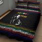 Steve Biko Quilt Bed Set with Microphone Portrait, Black Consciousness Quote and Vibrant Ethnic Wave - African Pride