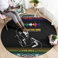Steve Biko Round Carpet with Microphone Portrait, Black Consciousness Quote and Vibrant Ethnic Wave - African Pride