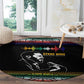 Steve Biko Round Carpet with Microphone Portrait, Black Consciousness Quote and Vibrant Ethnic Wave - African Pride