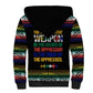 Steve Biko Sherpa Hoodie with Microphone Portrait, Black Consciousness Quote and Vibrant Ethnic Wave - African Pride
