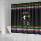 Steve Biko Shower Curtain with Microphone Portrait, Black Consciousness Quote and Vibrant Ethnic Wave - African Pride