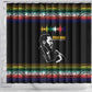 Steve Biko Shower Curtain with Microphone Portrait, Black Consciousness Quote and Vibrant Ethnic Wave - African Pride