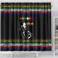 Steve Biko Shower Curtain with Microphone Portrait, Black Consciousness Quote and Vibrant Ethnic Wave - African Pride