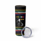 Steve Biko Skinny Tumbler with Microphone Portrait, Black Consciousness Quote and Vibrant Ethnic Wave - African Pride