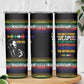 Steve Biko Skinny Tumbler with Microphone Portrait, Black Consciousness Quote and Vibrant Ethnic Wave - African Pride