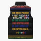 Steve Biko Sleeveless Puffer Jacket with Microphone Portrait, Black Consciousness Quote and Vibrant Ethnic Wave - African Pride