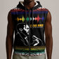 Steve Biko Sleeveless Zip Hoodie with Microphone Portrait, Black Consciousness Quote and Vibrant Ethnic Wave - African Pride