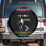 Steve Biko Spare Tire Cover with Microphone Portrait, Black Consciousness Quote and Vibrant Ethnic Wave - African Pride