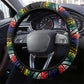 Steve Biko Steering Wheel Cover with Microphone Portrait, Black Consciousness Quote and Vibrant Ethnic Wave - African Pride