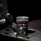 Steve Biko Tumbler Cup with Microphone Portrait, Black Consciousness Quote and Vibrant Ethnic Wave - African Pride