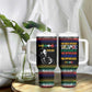 Steve Biko Tumbler With Handle with Microphone Portrait, Black Consciousness Quote and Vibrant Ethnic Wave - African Pride