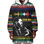 Steve Biko Wearable Blanket Hoodie with Microphone Portrait, Black Consciousness Quote and Vibrant Ethnic Wave - African Pride