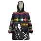 Steve Biko Wearable Blanket Hoodie with Microphone Portrait, Black Consciousness Quote and Vibrant Ethnic Wave - African Pride