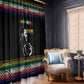 Steve Biko Window Curtain with Microphone Portrait, Black Consciousness Quote and Vibrant Ethnic Wave - African Pride