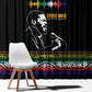 Steve Biko Window Curtain with Microphone Portrait, Black Consciousness Quote and Vibrant Ethnic Wave - African Pride