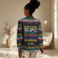 Steve Biko Women Casual Shirt with Microphone Portrait, Black Consciousness Quote and Vibrant Ethnic Wave - African Pride