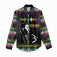 Steve Biko Women Casual Shirt with Microphone Portrait, Black Consciousness Quote and Vibrant Ethnic Wave - African Pride