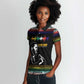 Steve Biko Women Polo Shirt with Microphone Portrait, Black Consciousness Quote and Vibrant Ethnic Wave - African Pride