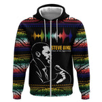 Steve Biko Zip Hoodie with Microphone Portrait, Black Consciousness Quote and Vibrant Ethnic Wave - African Pride