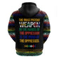 Steve Biko Zip Hoodie with Microphone Portrait, Black Consciousness Quote and Vibrant Ethnic Wave - African Pride