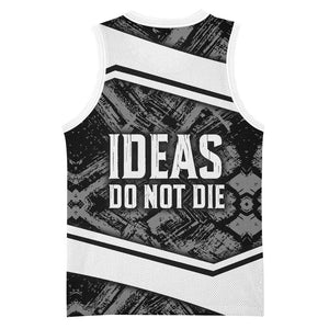 Steve Biko Basketball Jersey with Monochrome Portrait, Ideas Do Not Die Quote - African Pride
