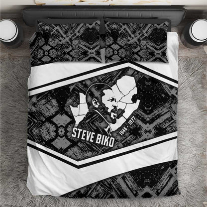 Steve Biko Bedding Set with Monochrome Portrait, Ideas Do Not Die Quote - African Pride