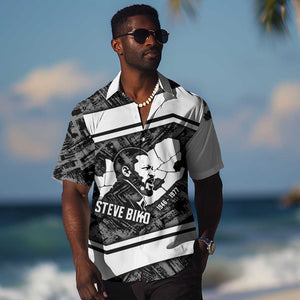 Steve Biko Hawaiian Shirt with Monochrome Portrait, Ideas Do Not Die Quote - African Pride
