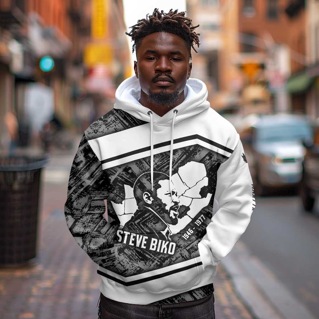 Steve Biko Hoodie with Monochrome Portrait, Ideas Do Not Die Quote - African Pride