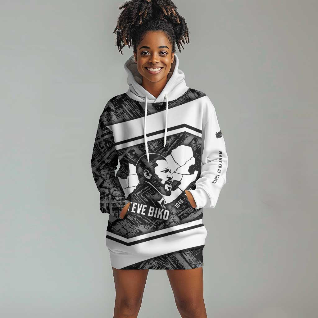 Steve Biko Hoodie Dress with Monochrome Portrait, Ideas Do Not Die Quote - African Pride