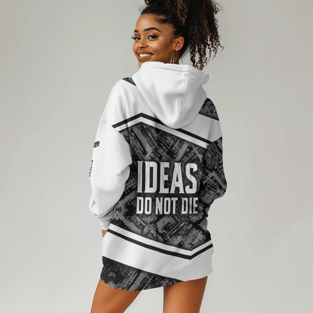 Steve Biko Hoodie Dress with Monochrome Portrait, Ideas Do Not Die Quote - African Pride