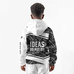 Steve Biko Kid Hoodie with Monochrome Portrait, Ideas Do Not Die Quote - African Pride