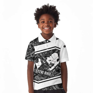 Steve Biko Kid Polo Shirt with Monochrome Portrait, Ideas Do Not Die Quote - African Pride