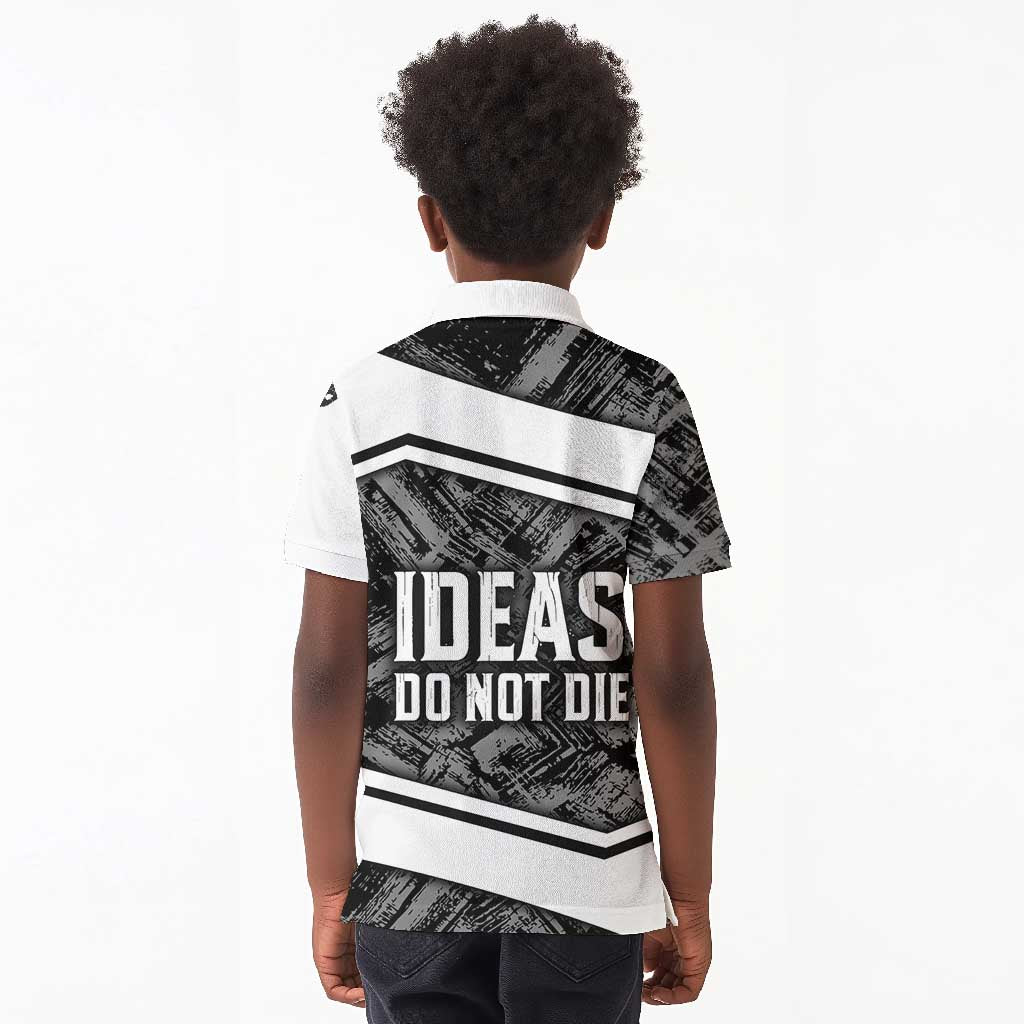 Steve Biko Kid Polo Shirt with Monochrome Portrait, Ideas Do Not Die Quote - African Pride