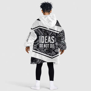 Steve Biko Kid Wearable Blanket Hoodie with Monochrome Portrait, Ideas Do Not Die Quote - African Pride