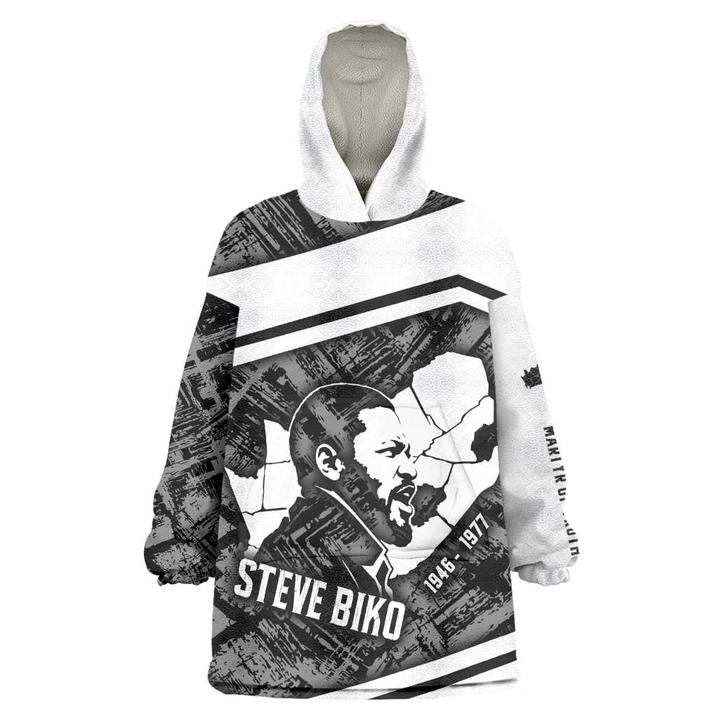 Steve Biko Kid Wearable Blanket Hoodie with Monochrome Portrait, Ideas Do Not Die Quote - African Pride