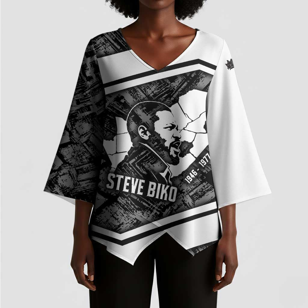 Steve Biko Kimono Sleeve Blouse with Monochrome Portrait, Ideas Do Not Die Quote - African Pride