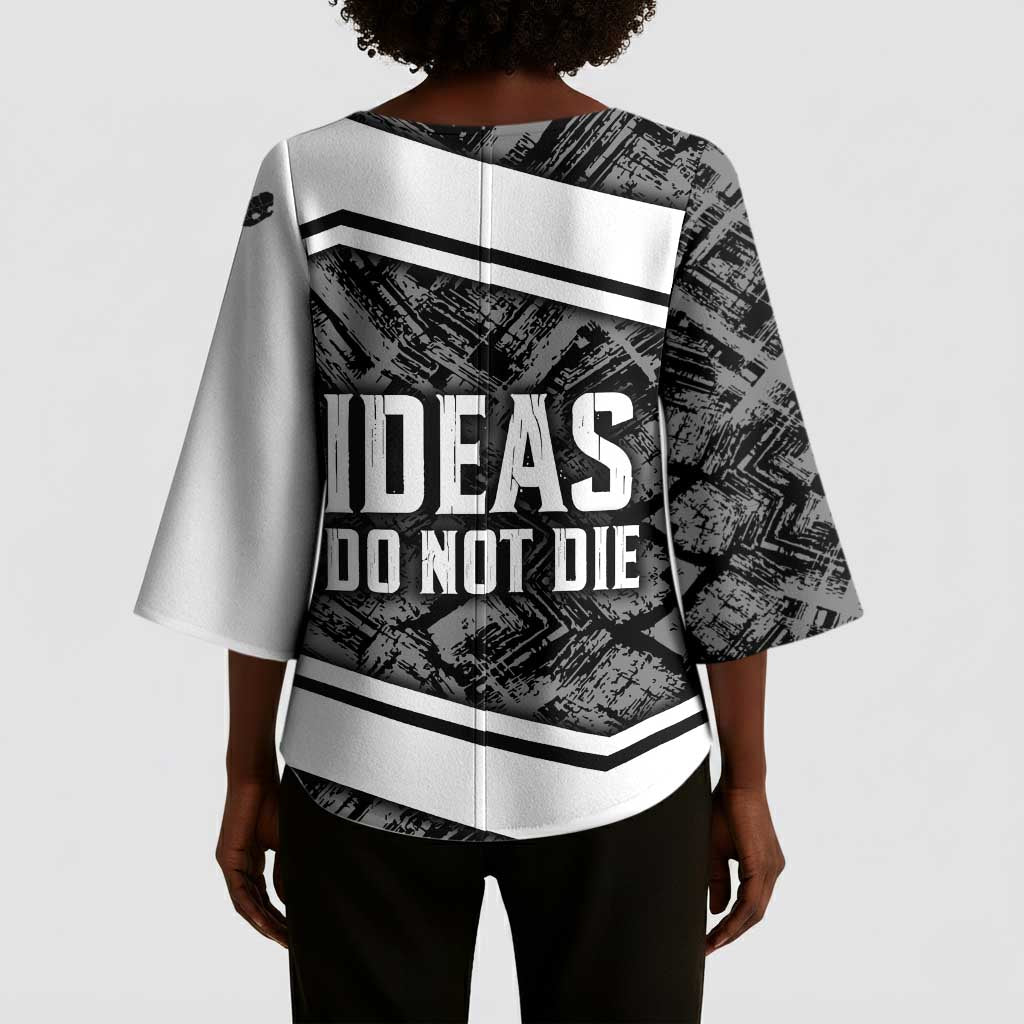Steve Biko Kimono Sleeve Blouse with Monochrome Portrait, Ideas Do Not Die Quote - African Pride