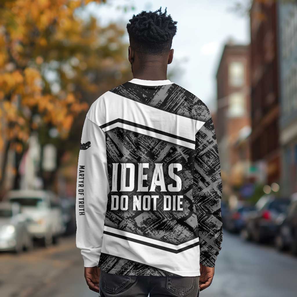 Steve Biko Long Sleeve Shirt with Monochrome Portrait, Ideas Do Not Die Quote - African Pride