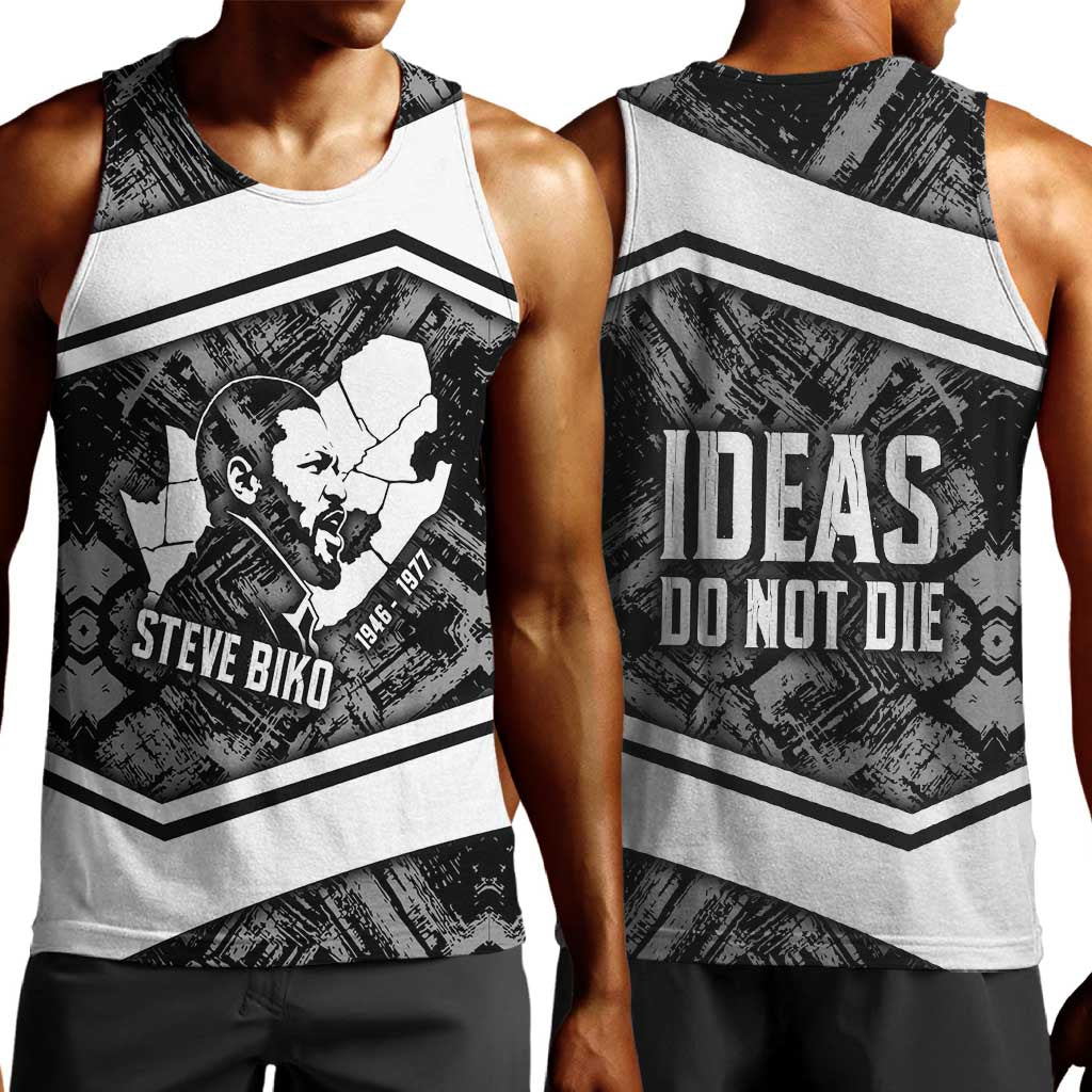 Steve Biko Men Tank Top with Monochrome Portrait, Ideas Do Not Die Quote - African Pride
