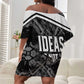 Steve Biko Off Shoulder Short Dress with Monochrome Portrait, Ideas Do Not Die Quote - African Pride