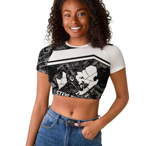 Steve Biko Raglan Cropped T shirt with Monochrome Portrait, Ideas Do Not Die Quote - African Pride