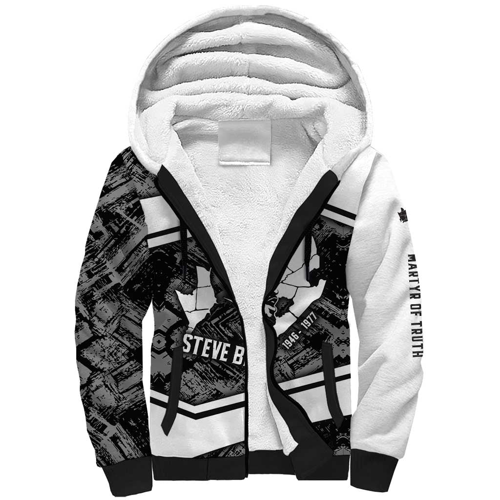 Steve Biko Sherpa Hoodie with Monochrome Portrait, Ideas Do Not Die Quote - African Pride