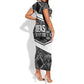 Steve Biko Short Sleeve Bodycon Dress with Monochrome Portrait, Ideas Do Not Die Quote - African Pride