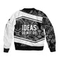 Steve Biko Sleeve Zip Bomber Jacket with Monochrome Portrait, Ideas Do Not Die Quote - African Pride