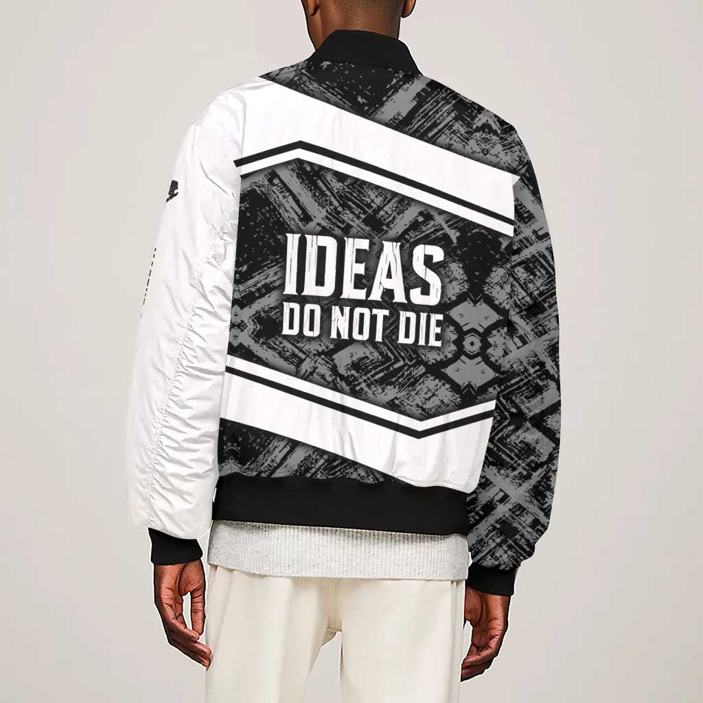 Steve Biko Sleeve Zip Bomber Jacket with Monochrome Portrait, Ideas Do Not Die Quote - African Pride